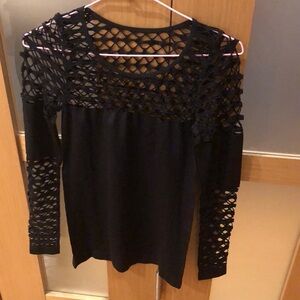 Fitted Black Long Sleeve with Netting